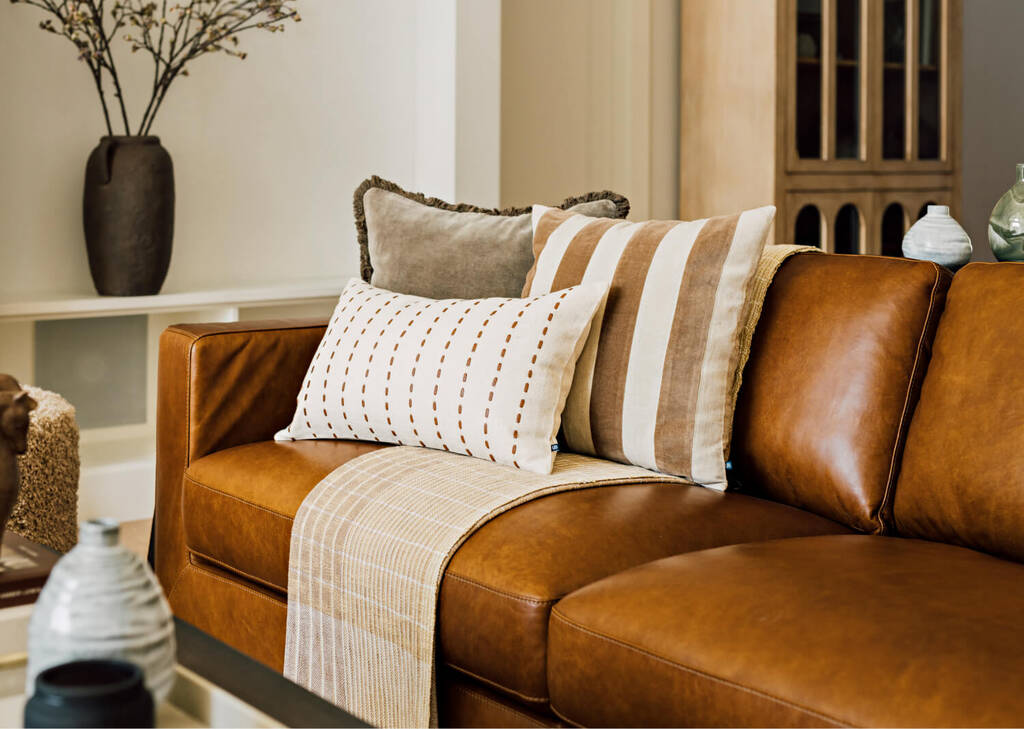 Gaetano Leather Sofa -Saddle Tan