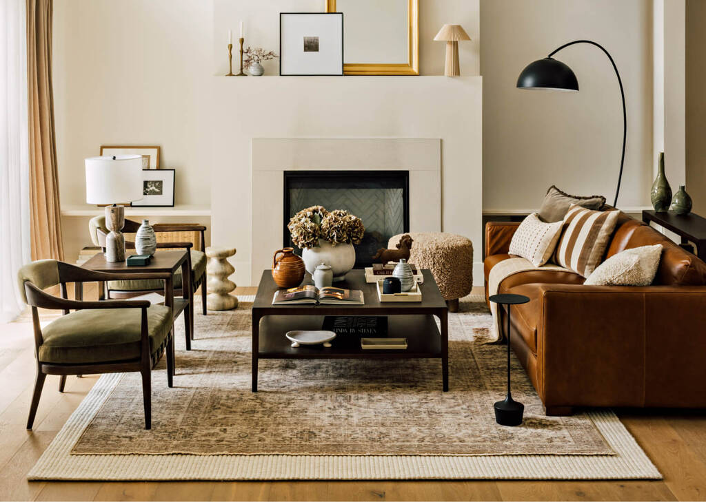 Gaetano Leather Sofa -Saddle Tan