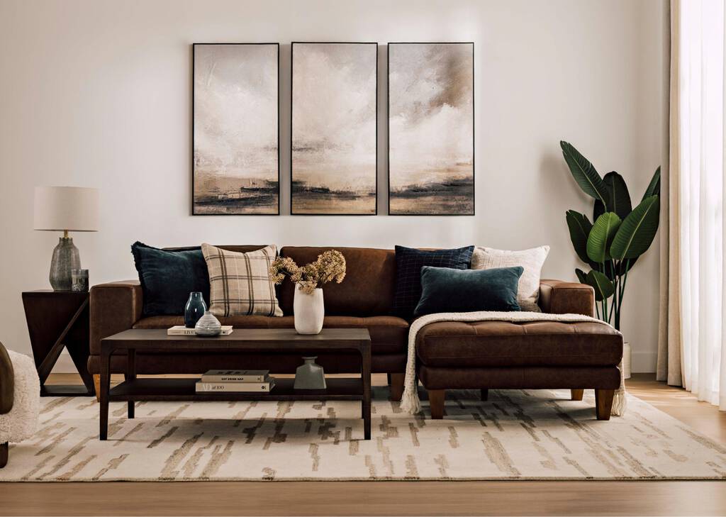 Carson Leather Sofa Chaise LCF -Wes Rum